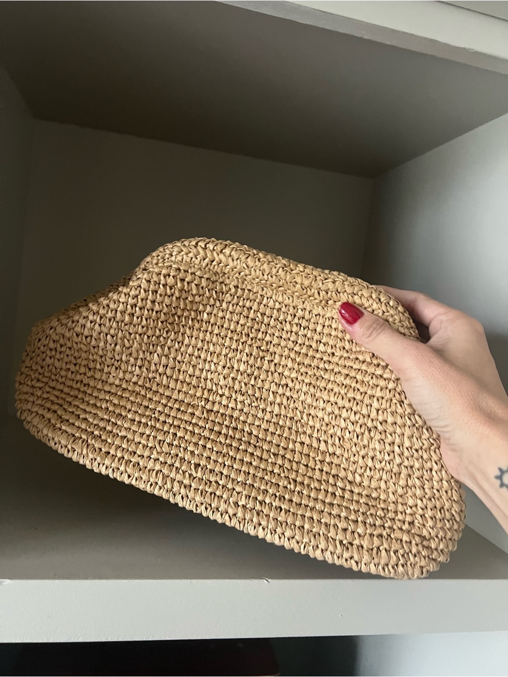 COS Clutch Bag framed Raffia Clutch Original Beige Sold Out - Picture 10 of 10